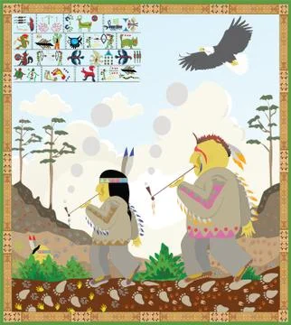 Two american indians Stock Illustration