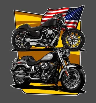 Two american made motorcycles vector template Stock Illustration