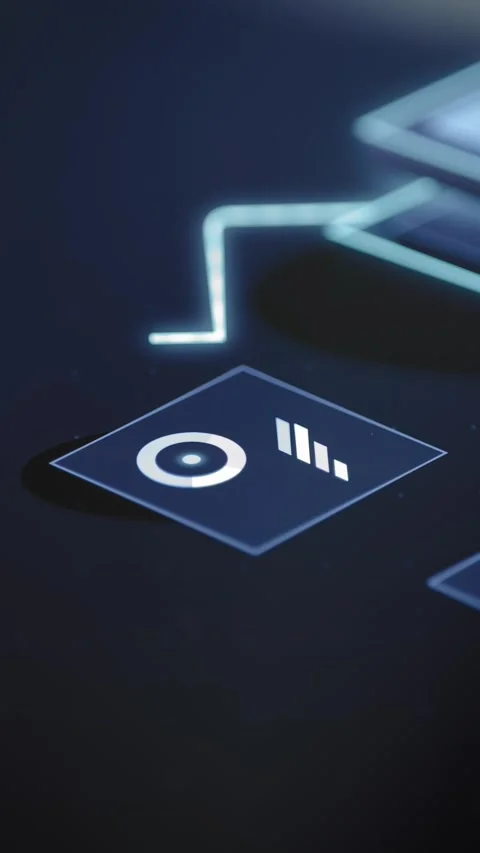 Two analytics icons share compact blue interface tile Stock Footage 344103850