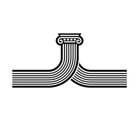 Two ancient columns bent and connected by heads to form a single shape Stock Illustration