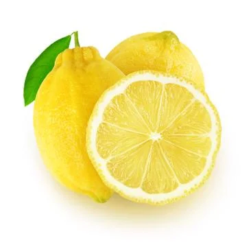 Two and a slice isolated lemons Stock Photos