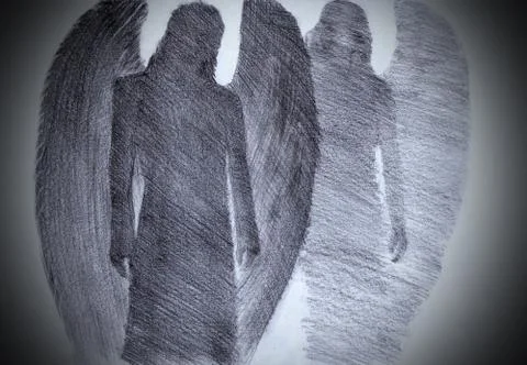 Two angels Stock Illustration