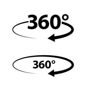 Two angle 360 degrees sign icons geometry math symbol full rotation Stock-Illustration