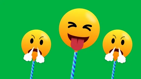 Two angry and one funny facial expression emoji animation Stock Footage 284149327