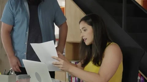 Two angry colleagues arguing in office disputing having conflict Stock Footage 253738272