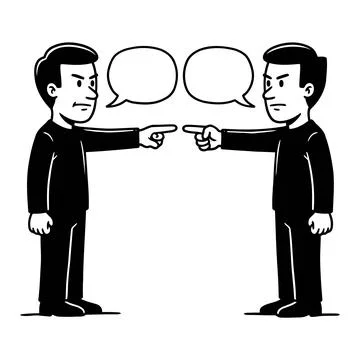 Two Angry Men Pointing Fingers at Each Other in a Graphic Illustration Stock-Illustration