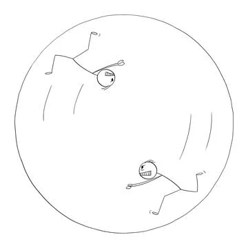 Two Angry Persons Running in Circle , Vector Cartoon Stick Figure Illustration Ilustración de archivo