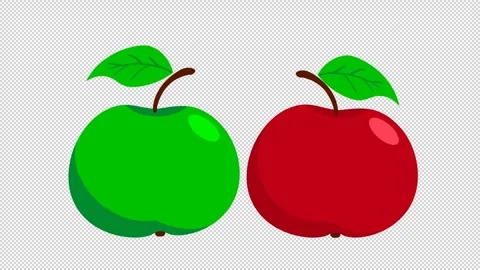 Two animated apples, red and green. Stock Footage 300280579
