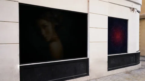 Two animated billboards on the street . Mockup. Stock After Effects