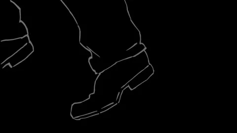 Two Animated Characters Walking Past Each Other on Black Background Stock Footage 345583520