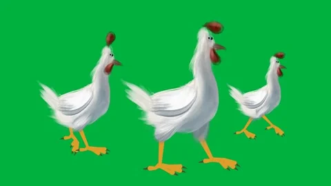 Two animated chickens walking on green screen great for farm scenes Stock Footage 308866871