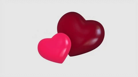 Two animated hearts 3D on a seamless loop Stock Footage 282799991