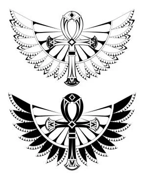 Two ankhs with wings Stock Illustration