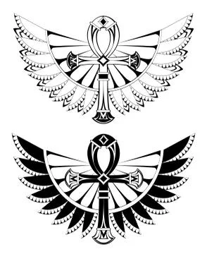 Two ankhs with wings Stock Illustration