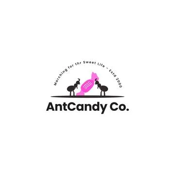Two Ants Eating Candy Logo Vector Stock Illustration