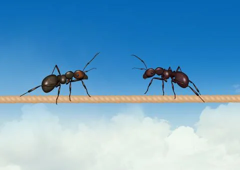 Two ants on the wire Stock Illustration