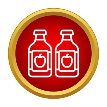 Two apple juice bottles icon on red background Stock Illustration