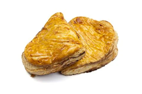 Two apple turnovers on a white background  Stock Photos