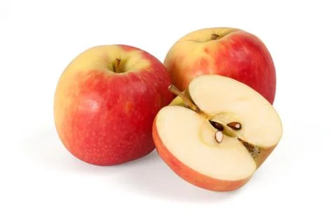 Two apples and half apple sliced Foto stock