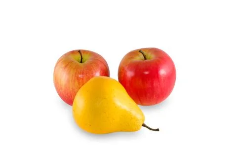 Two apples and pear Stock Photos