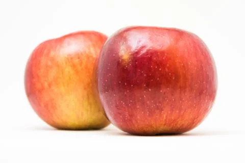 Two apples from front isolated on white Stock Photos