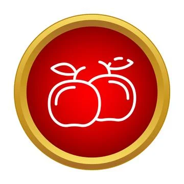Two apples outline icon symbolizing healthy organic fruit Stock Illustration