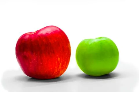 Two apples red and green, with shadow Isolated Stock Photos