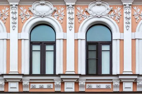 Two arched windows. Stock Photos