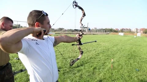 Two archers bow and arrow practice Stock Footage 42637650