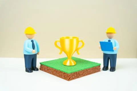 Two architects and engineers selected the best plot of land for the project.. Stock Photos
