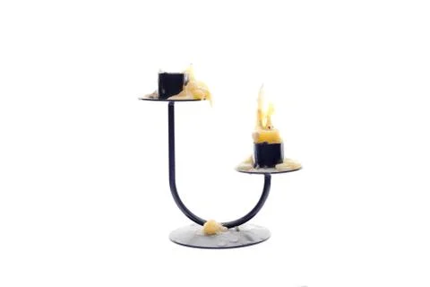 Two-arm candlestick on white background Stock Photos