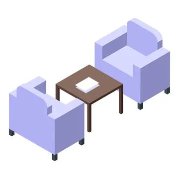 Two armchairs and table with documents creating relaxing corner Stock Illustration
