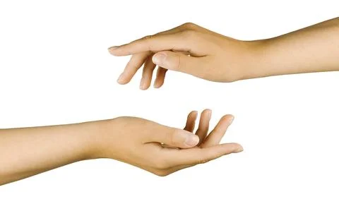 Two arms on top of each other on a white insulated background. Stock Photos