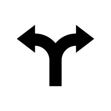Two arrow double direction option way. Fork path two pathway multi traffic Stock Illustration