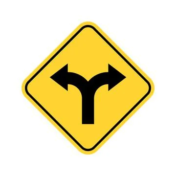 Two arrow double direction sign option way. Fork path two pathway multi traffic Stock Illustration