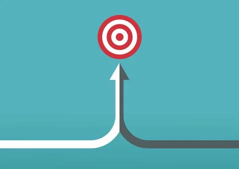 Two arrow merging to target  partnership, merger, alliance, teamwork and inte Stock Illustration
