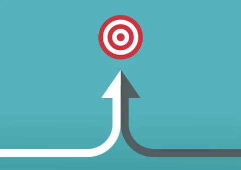 Two arrow merging to target  partnership, merger, alliance, teamwork and inte Stock Illustration