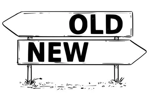 Two Arrow Sign Drawing of Old or New Decision Stockillustratie