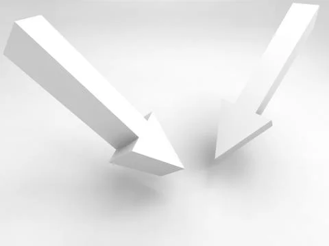 Two arrow signs mark one position, 3d render Stock Illustration
