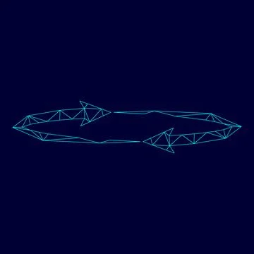 Two arrows on the . Angle 360 in low poly triangulation triangulated polygo.. Stock Illustration