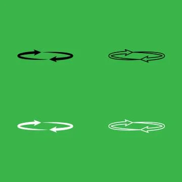 Two arrows on the circle  Angle 360  icon  Black and white color set Stock Illustration