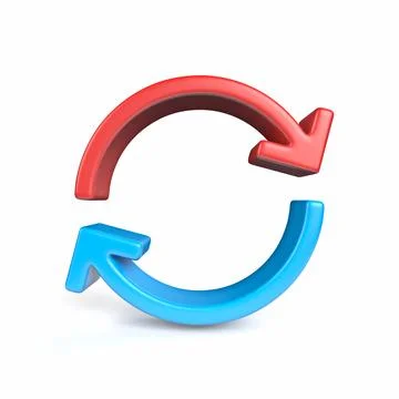 Two arrows circle Front view 3D Stock Illustration