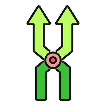 Two arrows converging and diverging from a central point Stock Illustration