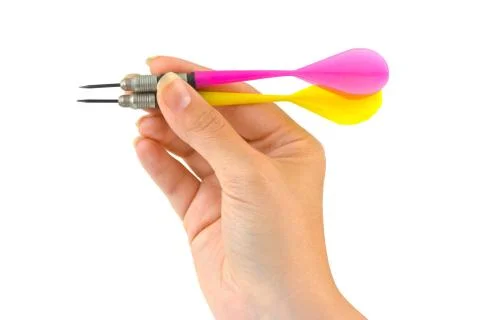 Two arrows darts in hand Stock Photos