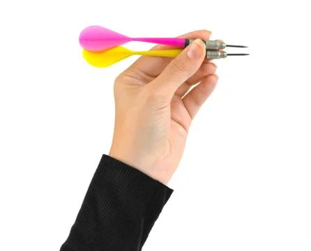 Two arrows darts in hand Foto stock