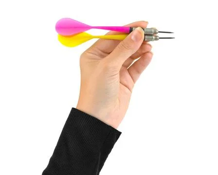 Two arrows darts in hand Two arrows darts in hand isolated on white backgr... Stock Photos