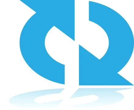 Two arrows depicting clockwise motion with reflection Stock Illustration