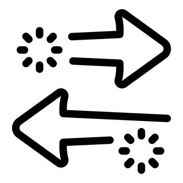 Two arrows exchanging data with loading circles showing data transfer Stock Illustration