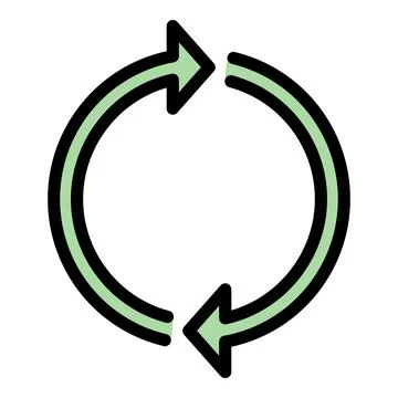 Two arrows forming a circle icon color outline vector Stock Illustration