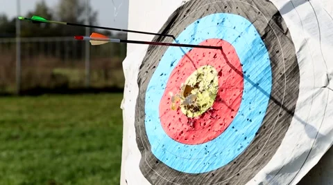 Two arrows hits the target Stock Footage 42636681